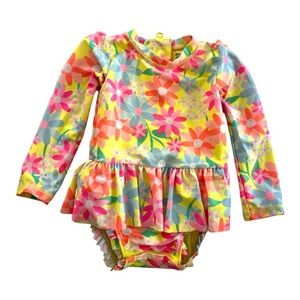 Floral Long Sleeve Kids Swimwear